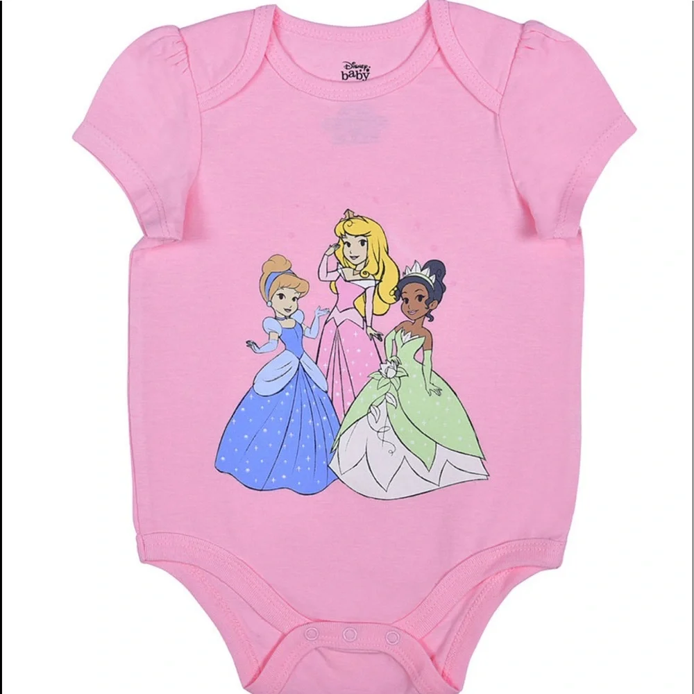 Disney Princess Baby Bodysuit – 18M | Pink Short Sleeve Snap-On Romper